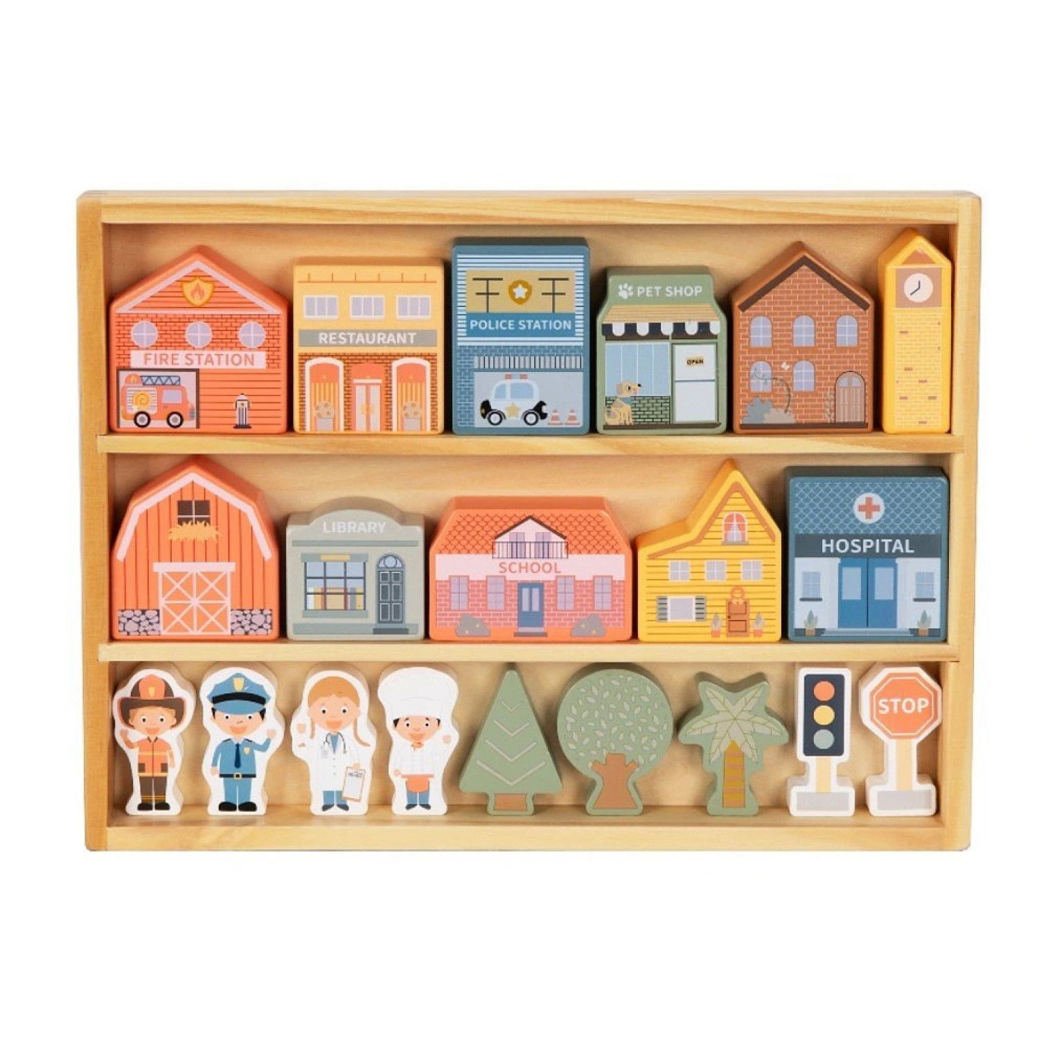 Дървен конструктор с фигури, Град