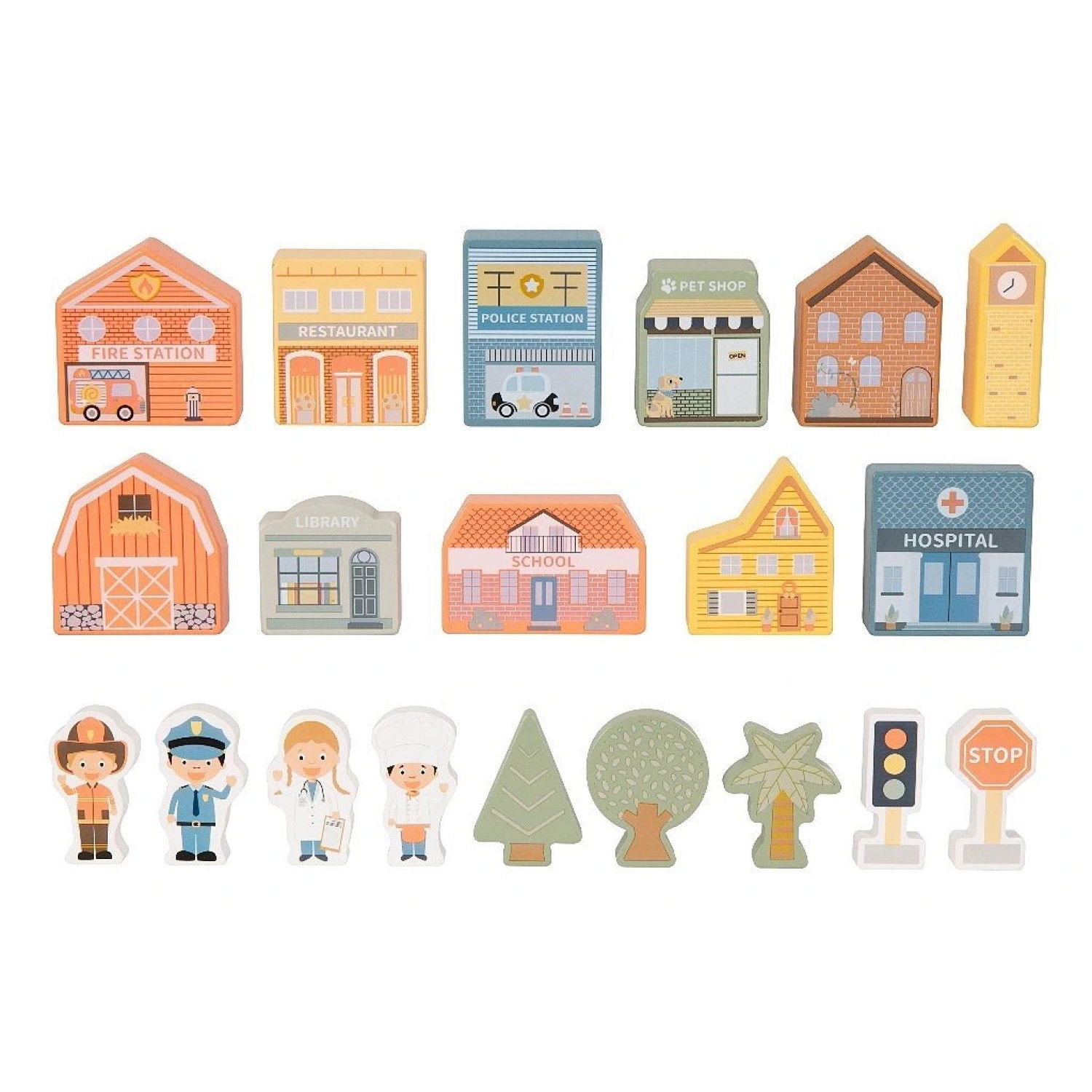 Дървен конструктор с фигури, Град