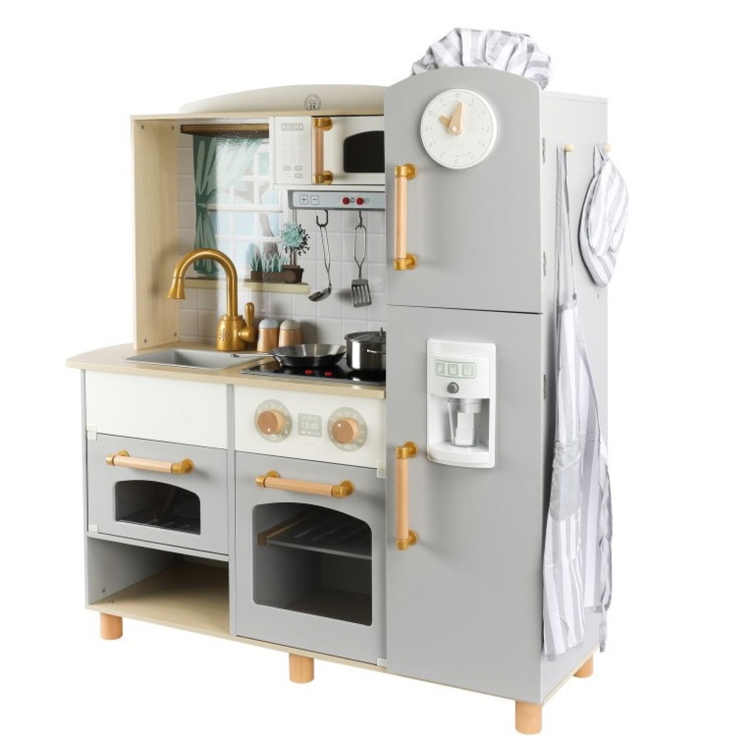 Детска дървена кухня с аксесоари Premium + комплект за готвач
