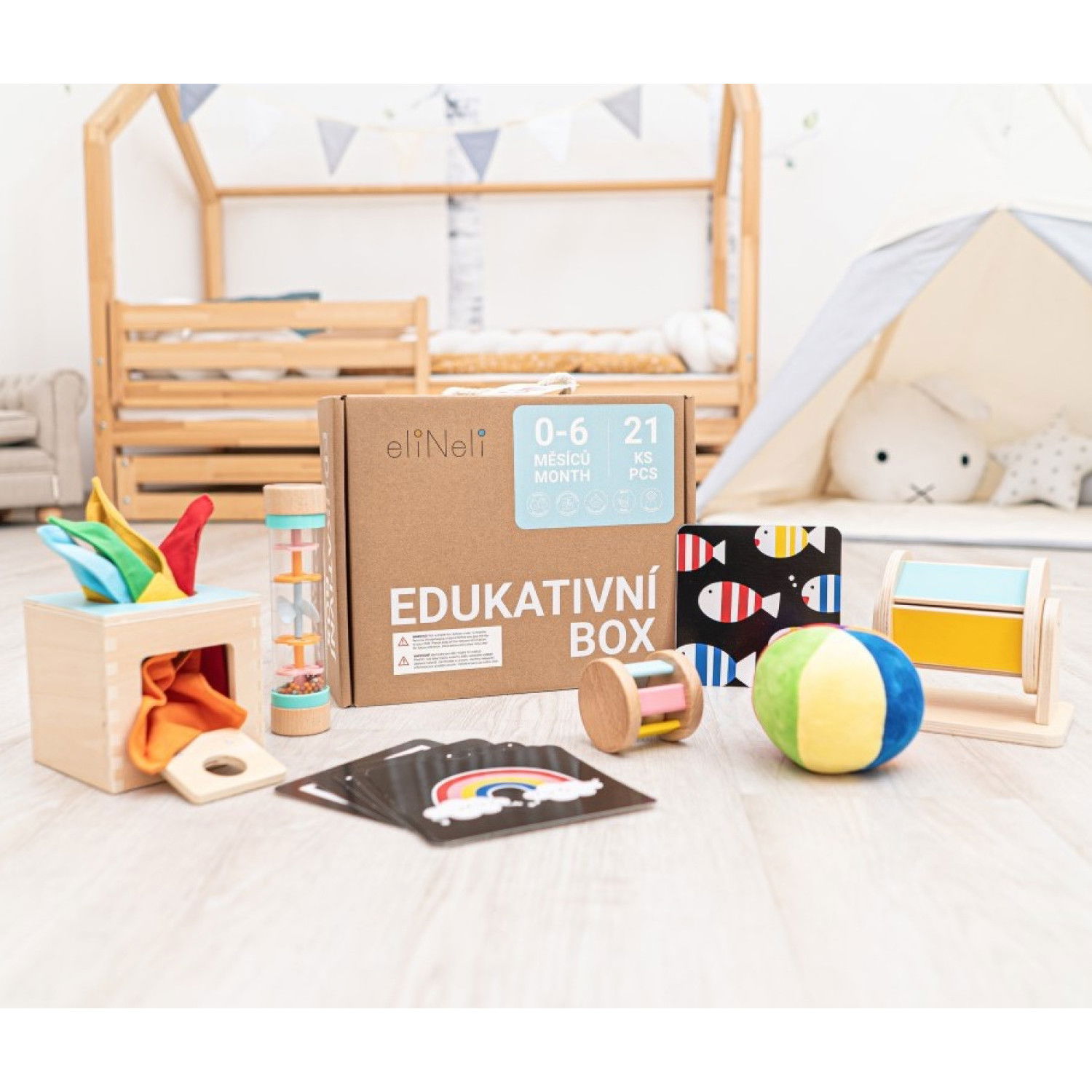 Образователна Монтесори кутия за бебета 0-6 месеца