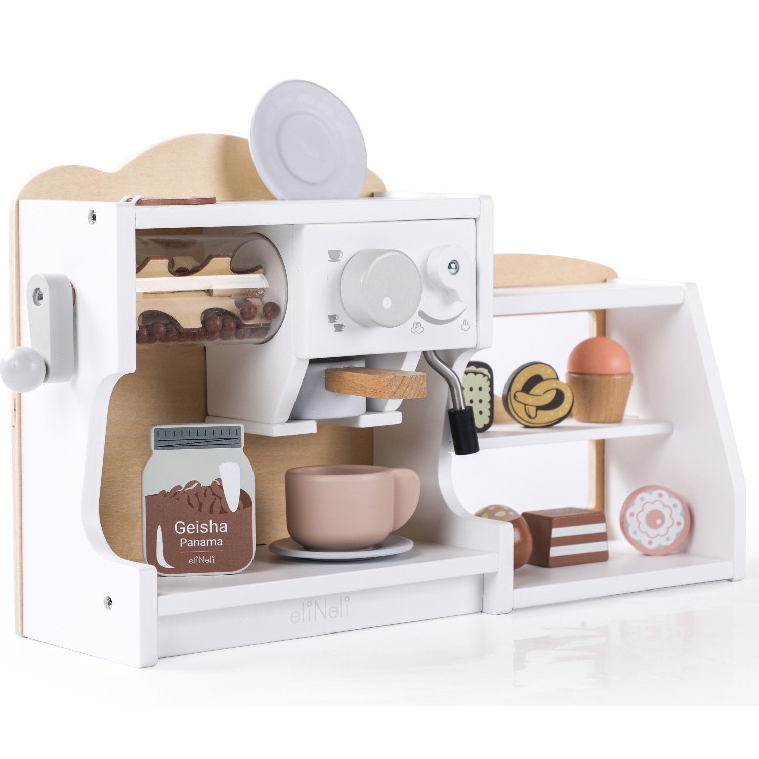 Дървена кафе машина и магазин