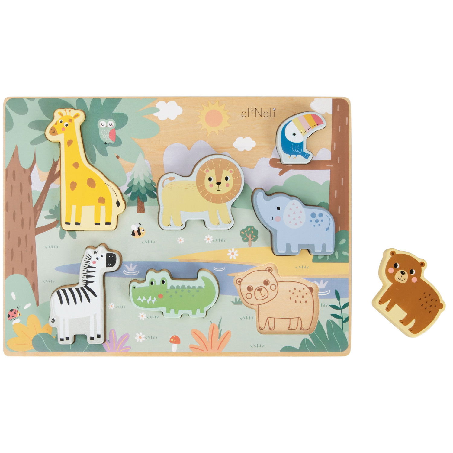 Дървен пъзел Зоопарк