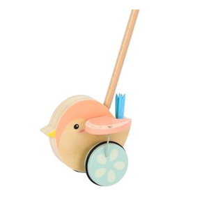 Дървена играчка за бутане Птичка