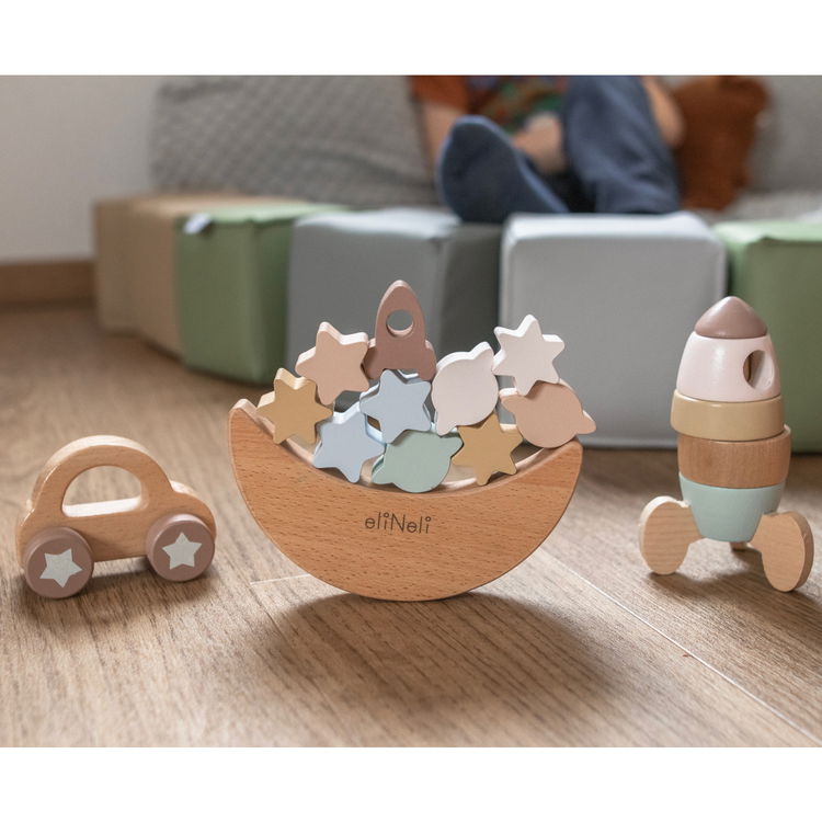 Комплект дървени играчки за баланс и редене