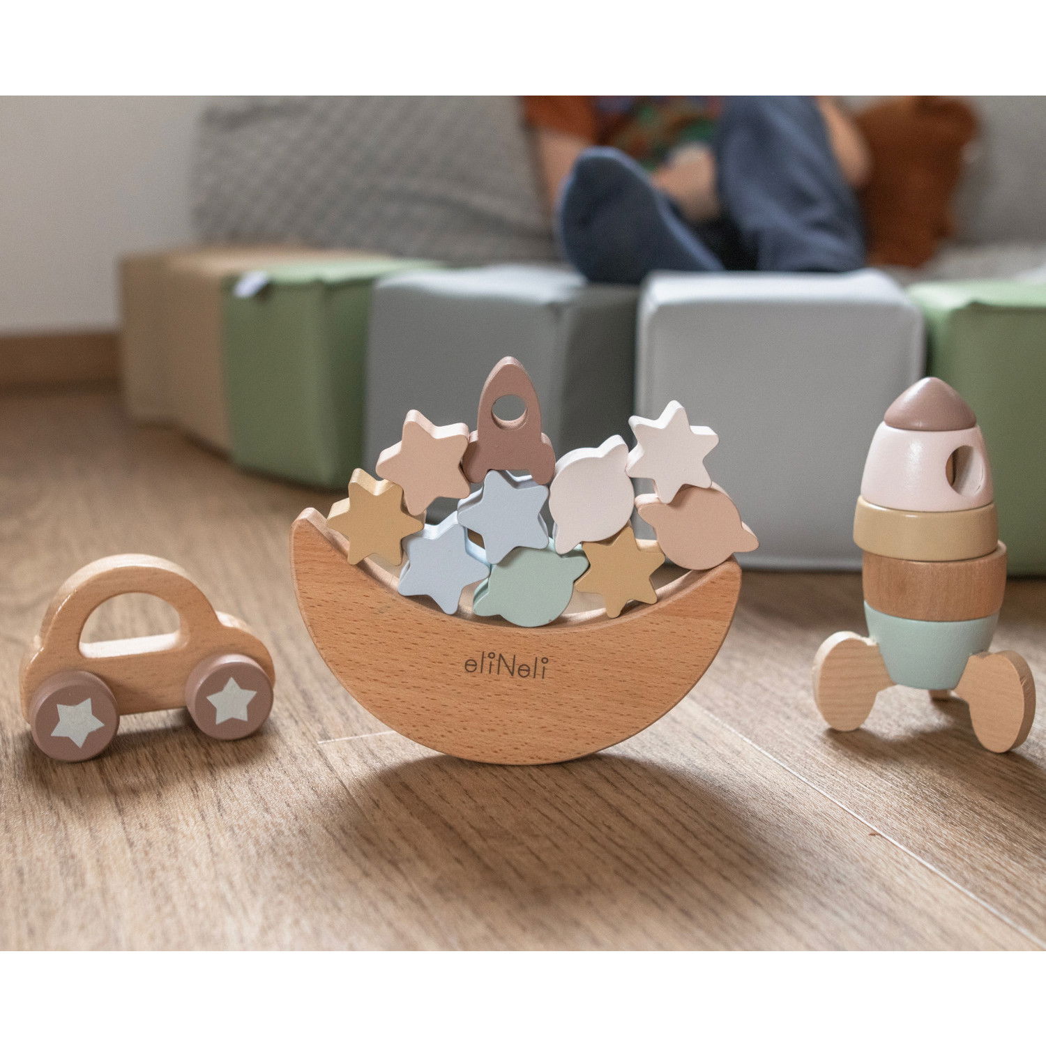 Комплект дървени играчки за баланс и редене