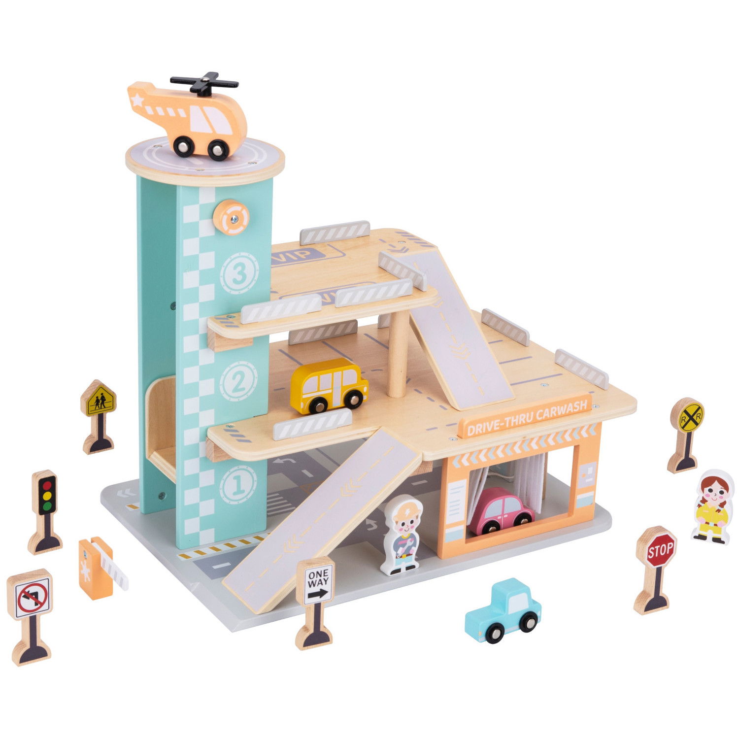 Дървен гараж за коли с автомивка