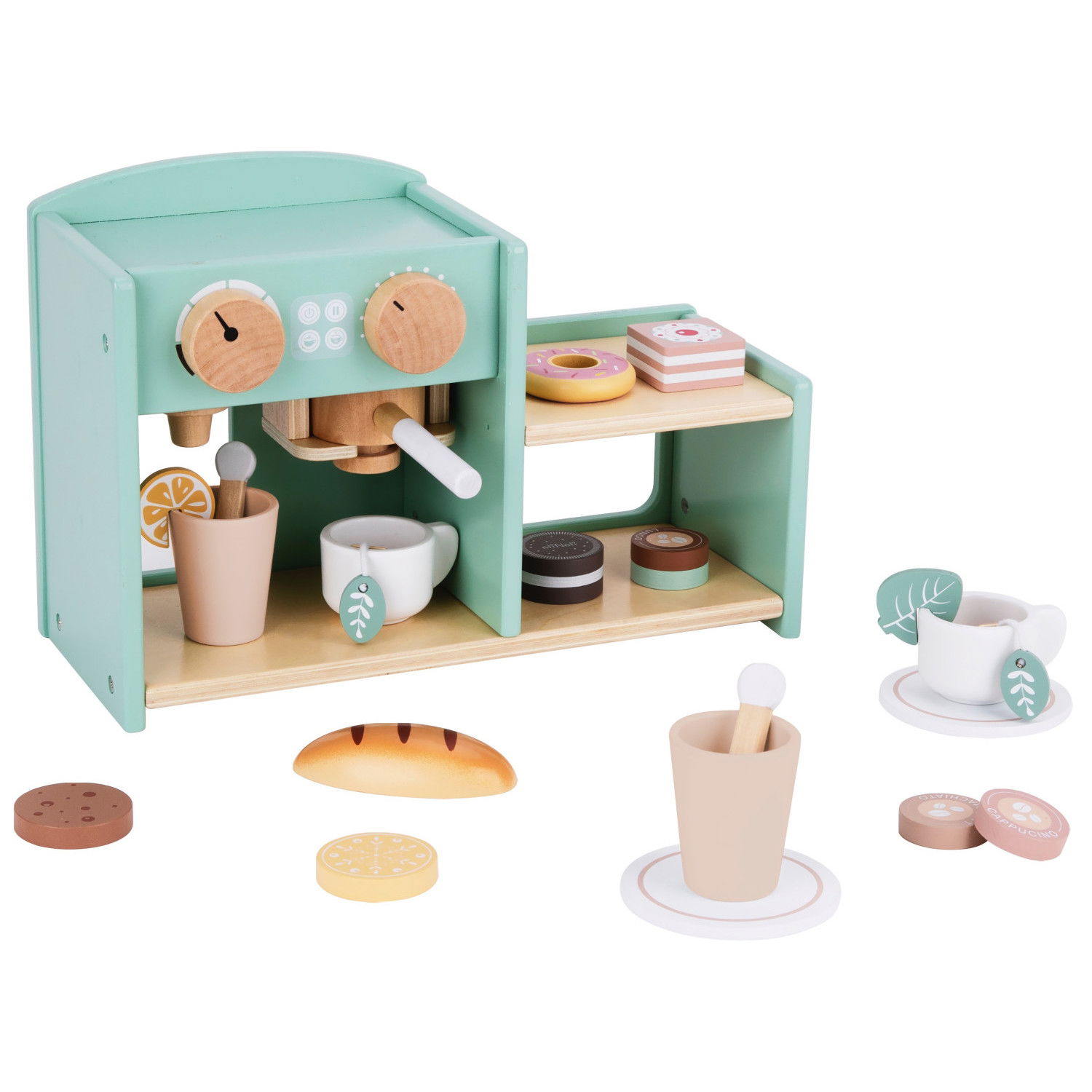 Дървена кафе машина и сладкарница