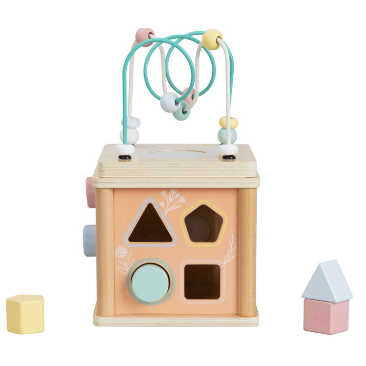 Дървен активен куб Животни