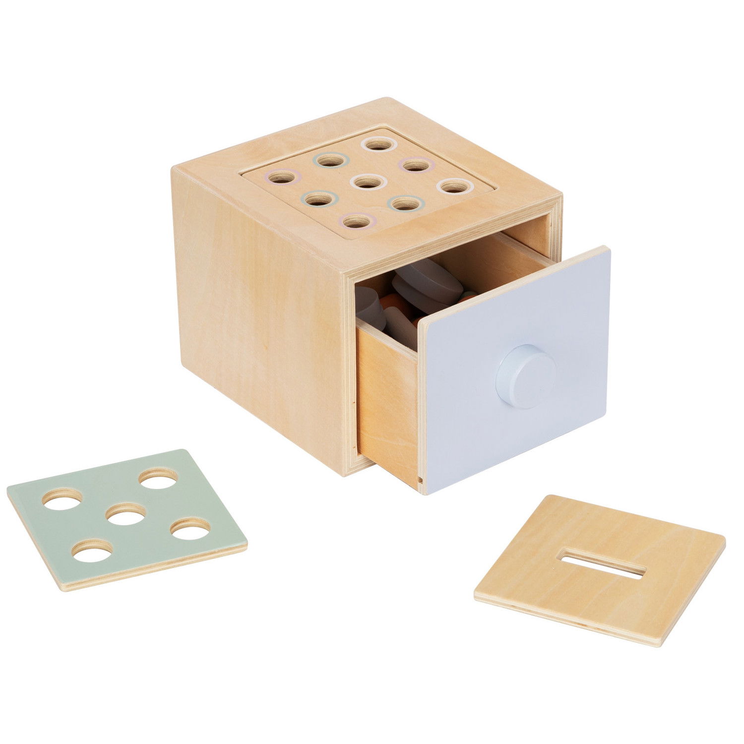 Дървена образователна кутия 3 в 1