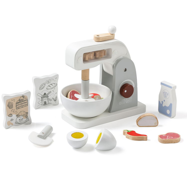 Дървен блендер с приставки и аксесоари