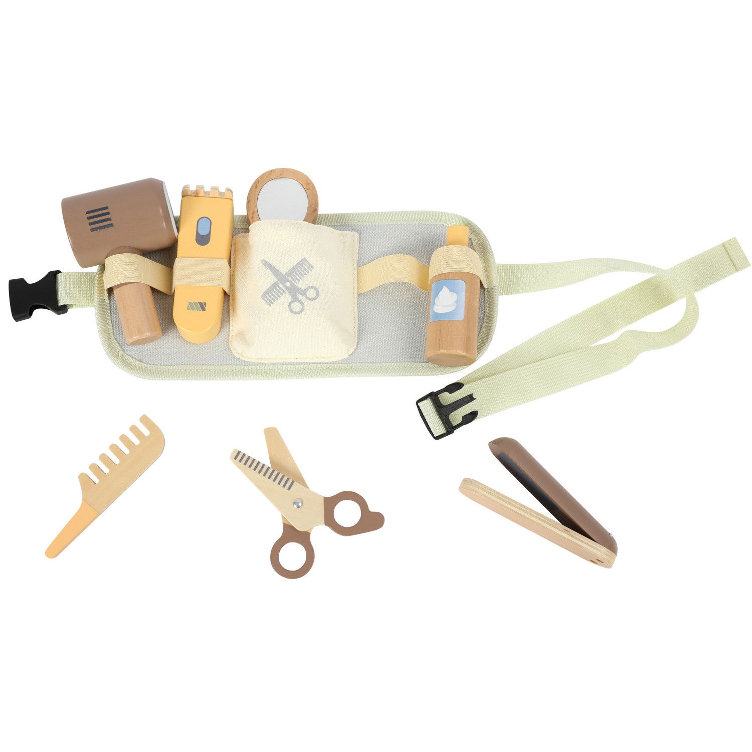 Дървен фризьорски комплект с колан