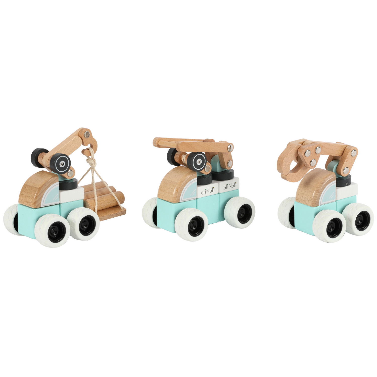 Комплект дървени машини с движещи се елементи