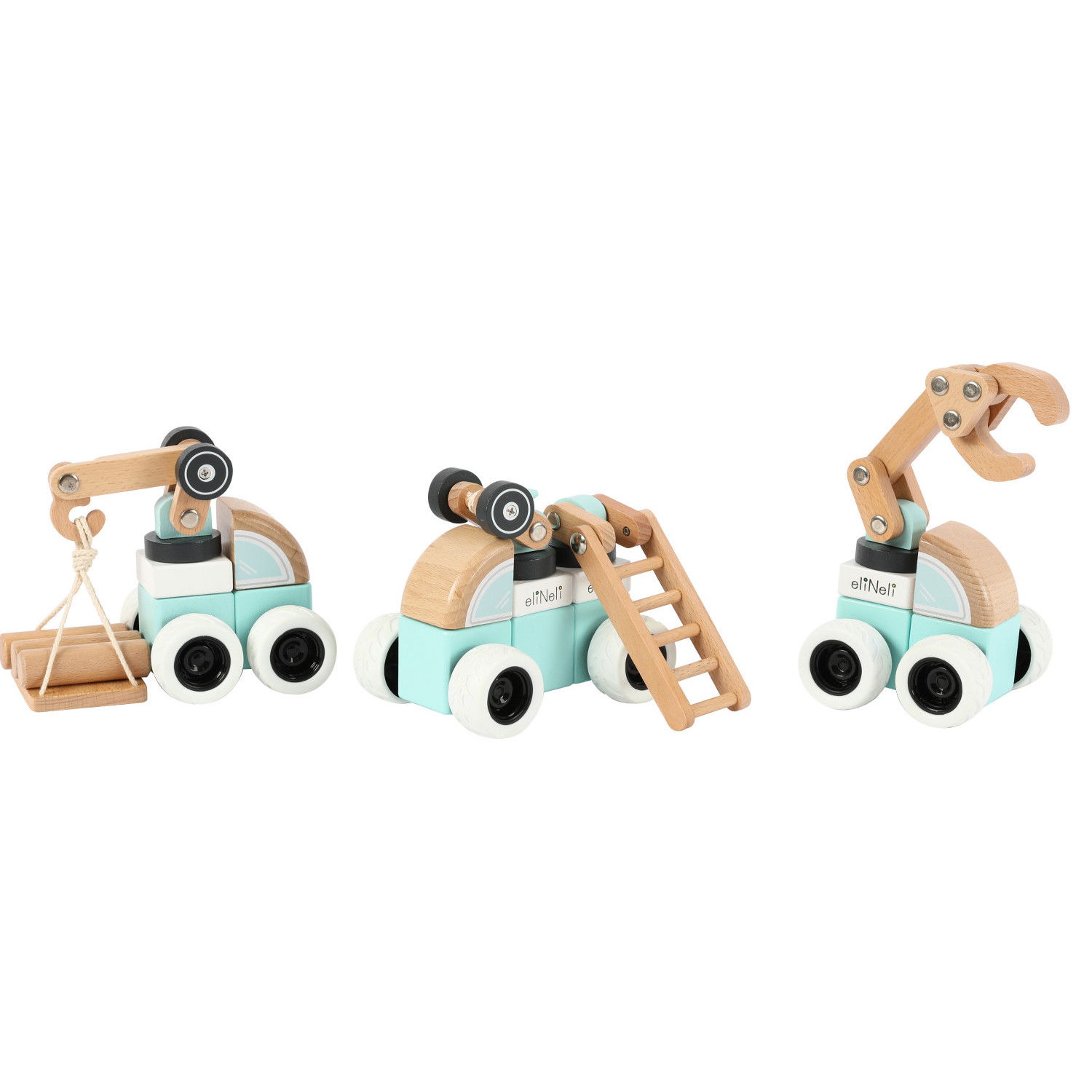 Комплект дървени машини с движещи се елементи