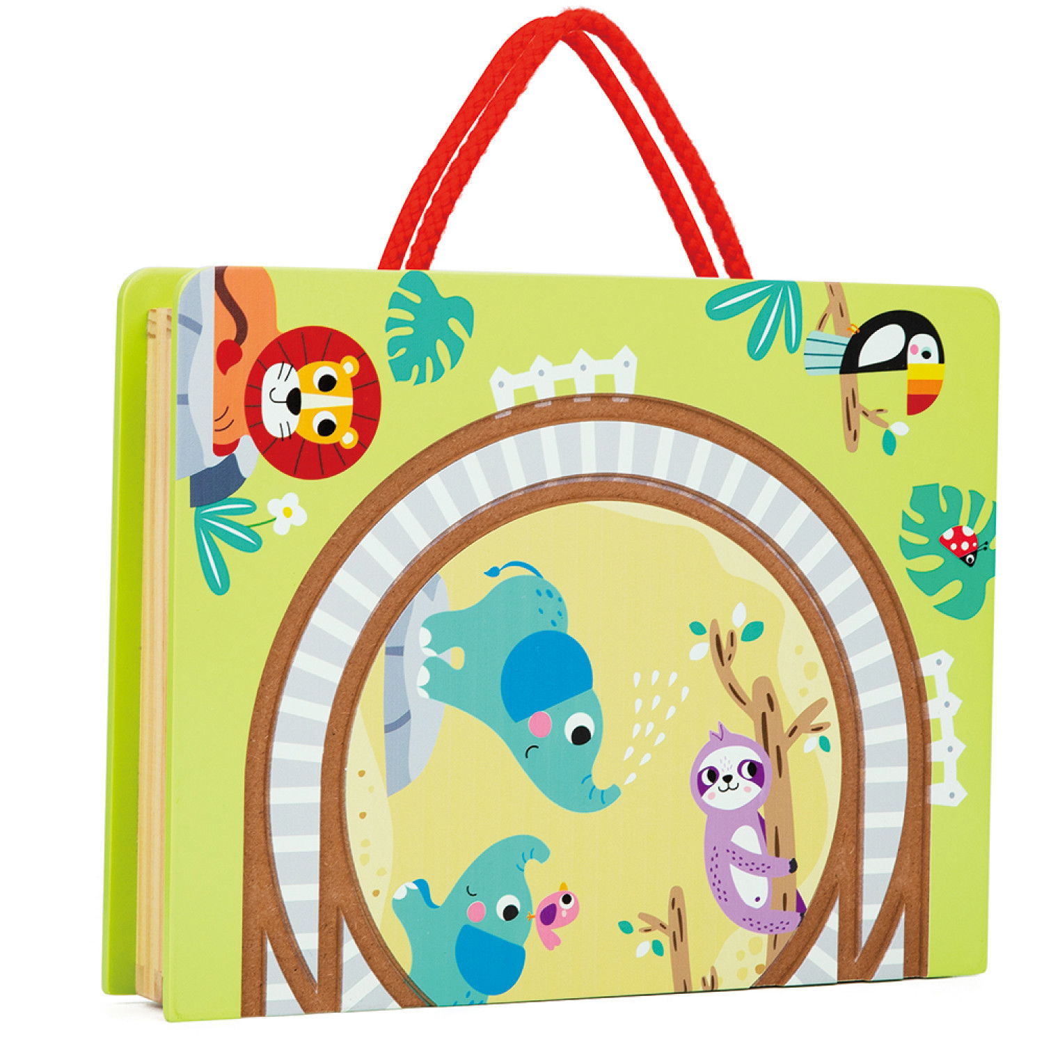 Дървено влакче с релси, в куфарче