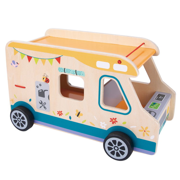 Дървена играчка кемпер, с фигури и аксесоари