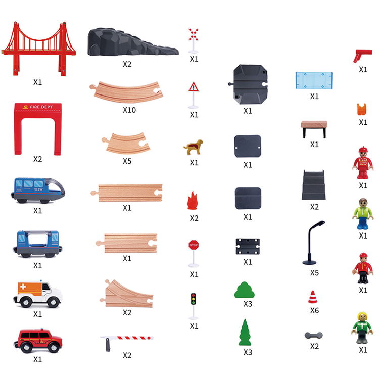 Дървено влакче с релси и спасителни коли