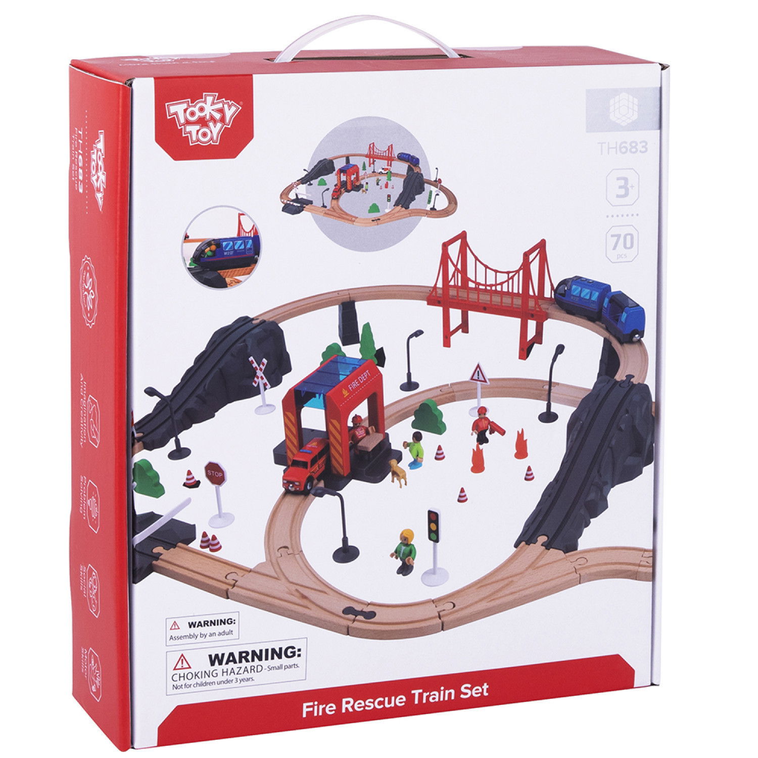 Дървено влакче с релси и спасителни коли