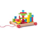 Дървен конструктор с количка