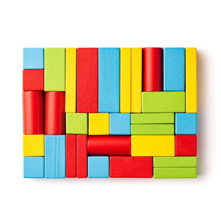 Дървен конструктор с количка