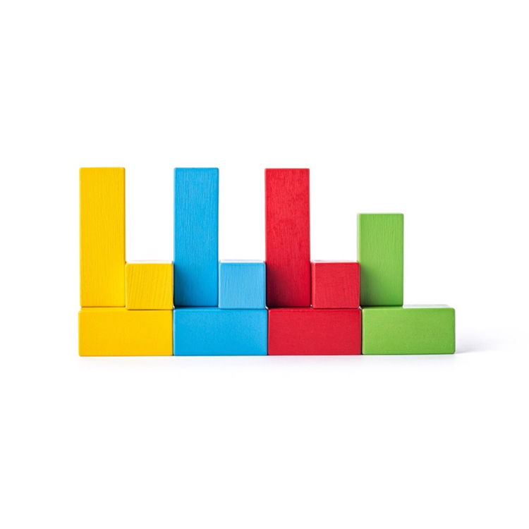 Дървен конструктор с количка