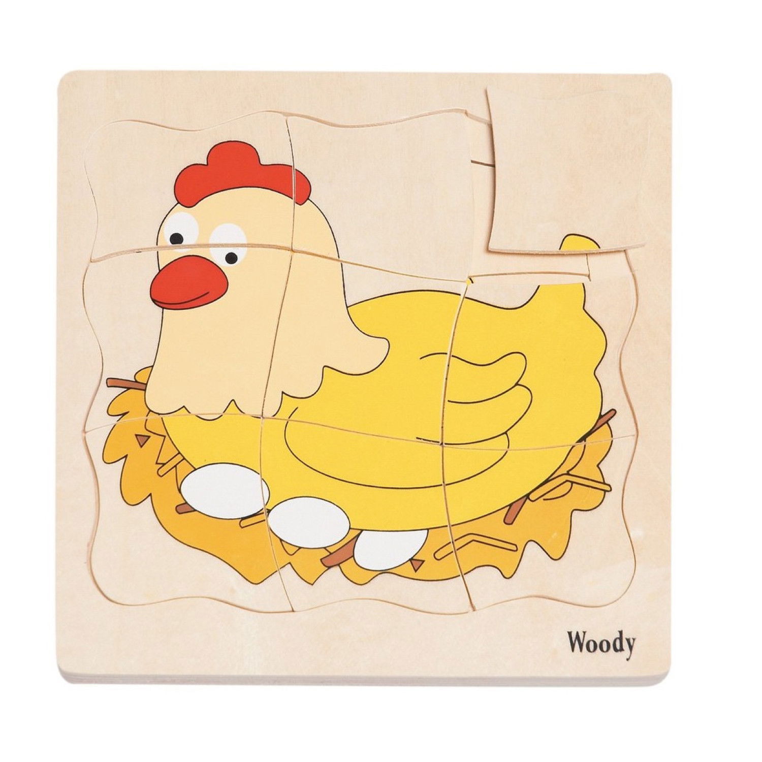 Дървен многослоен пъзел Кокошка и пиле