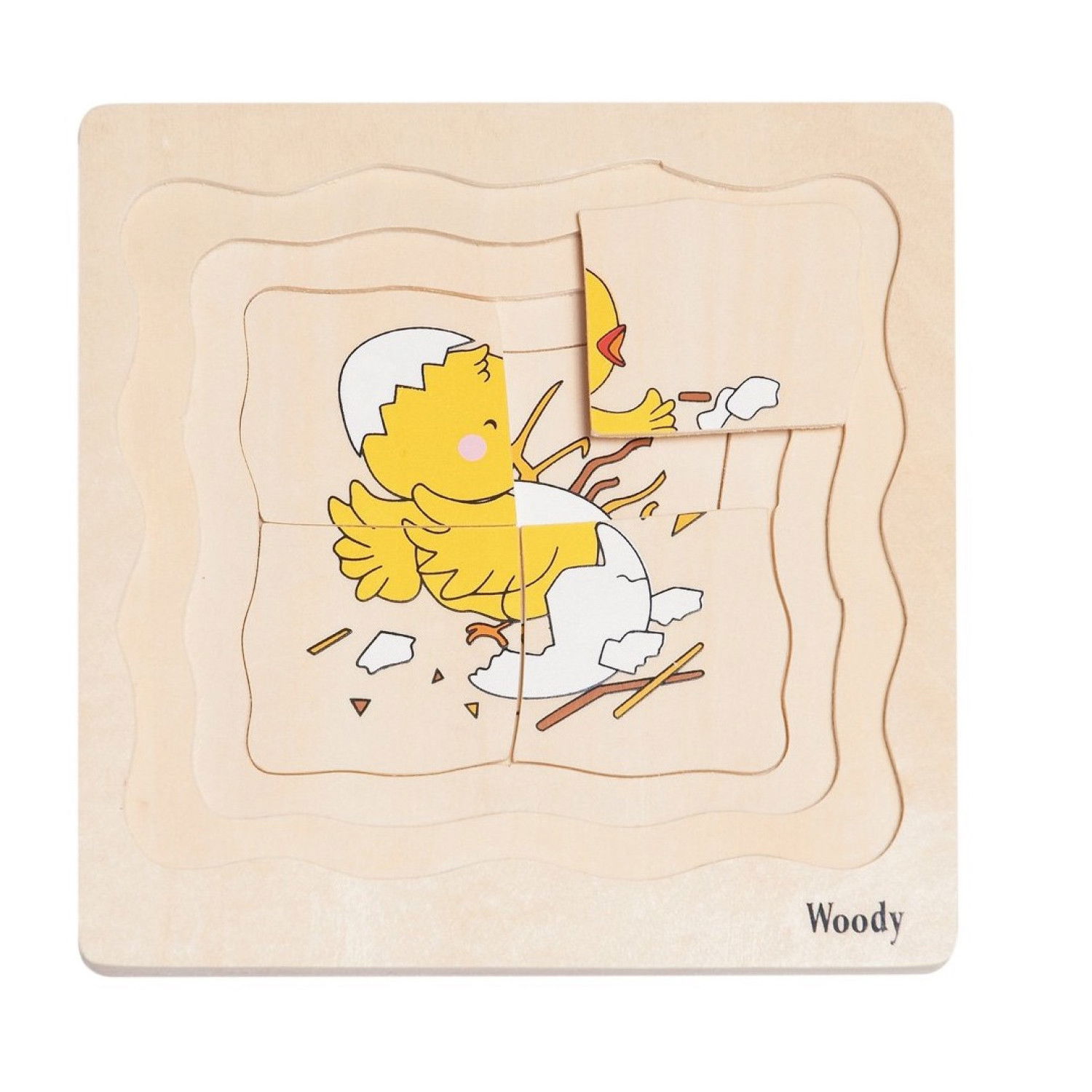 Дървен многослоен пъзел Кокошка и пиле