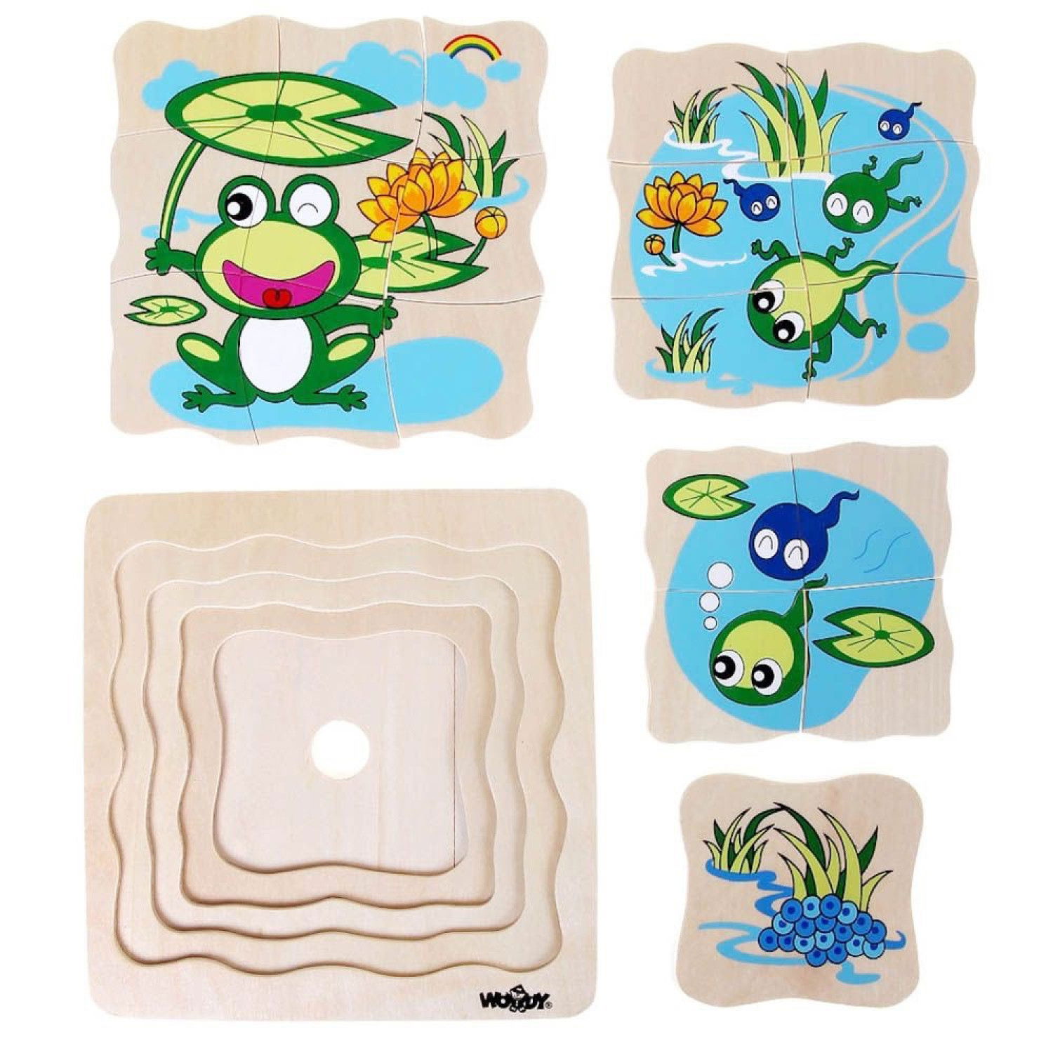 Дървен многослоен пъзел Жаба