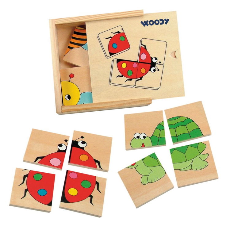 Комплект 4 дървени пъзела Калинка