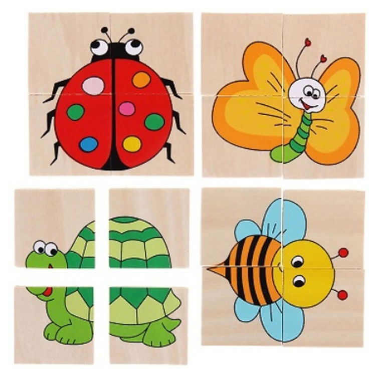 Комплект 4 дървени пъзела Калинка