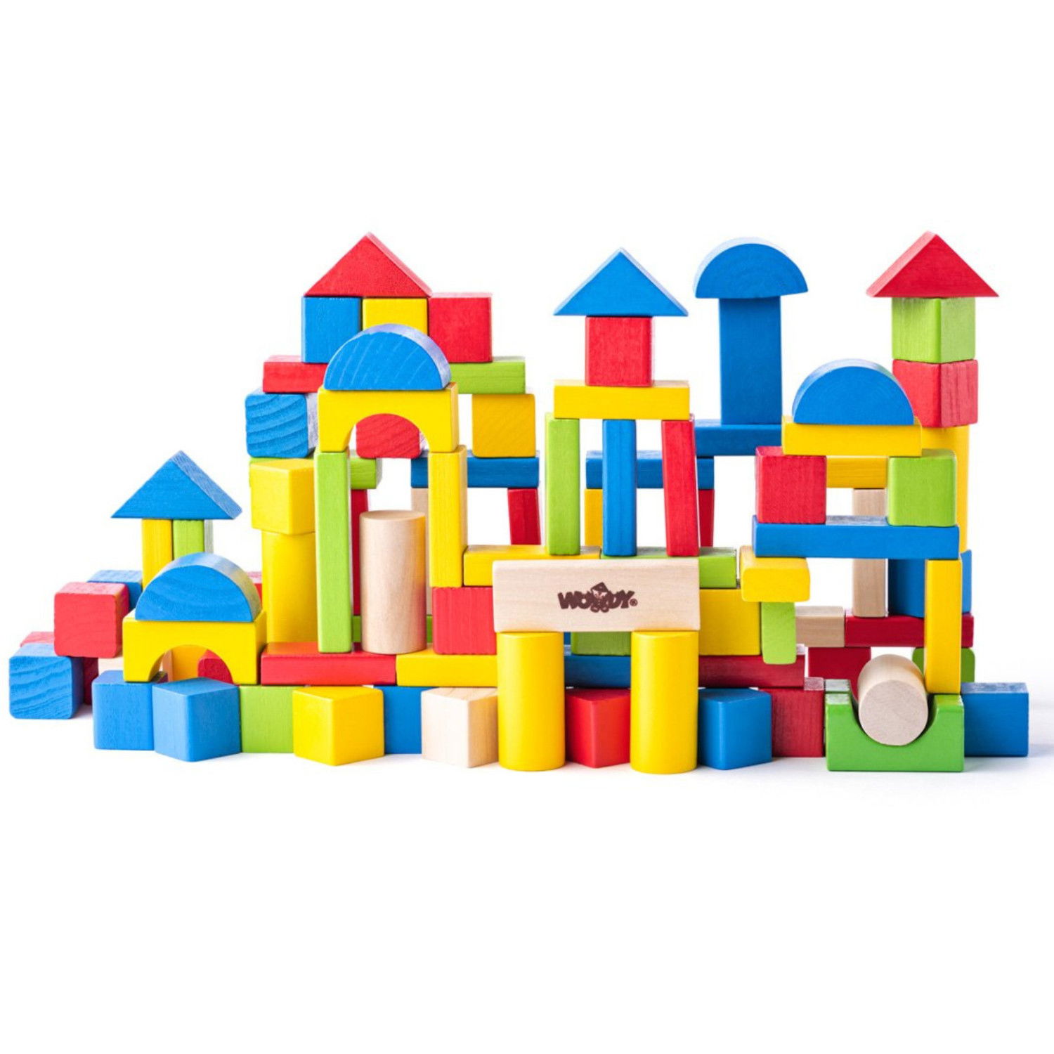 Дървен цветен конструктор, 100 части
