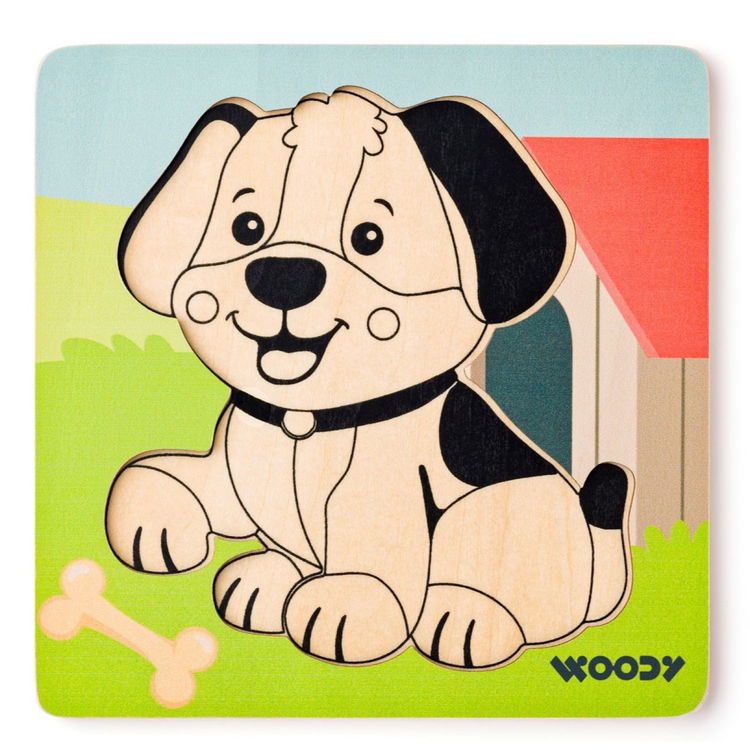 Дървен бебешки пъзел Куче