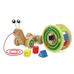 Дървена играчка за дърпане - сортер Охлюв, Hape
