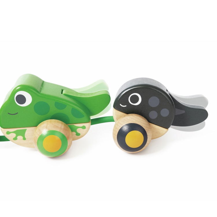 Дървена играчка за дърпане Семейство Жабки, Hape