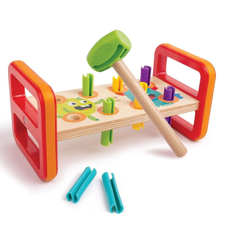 Дървена обучителна игра с чукче Чудовища, Hape