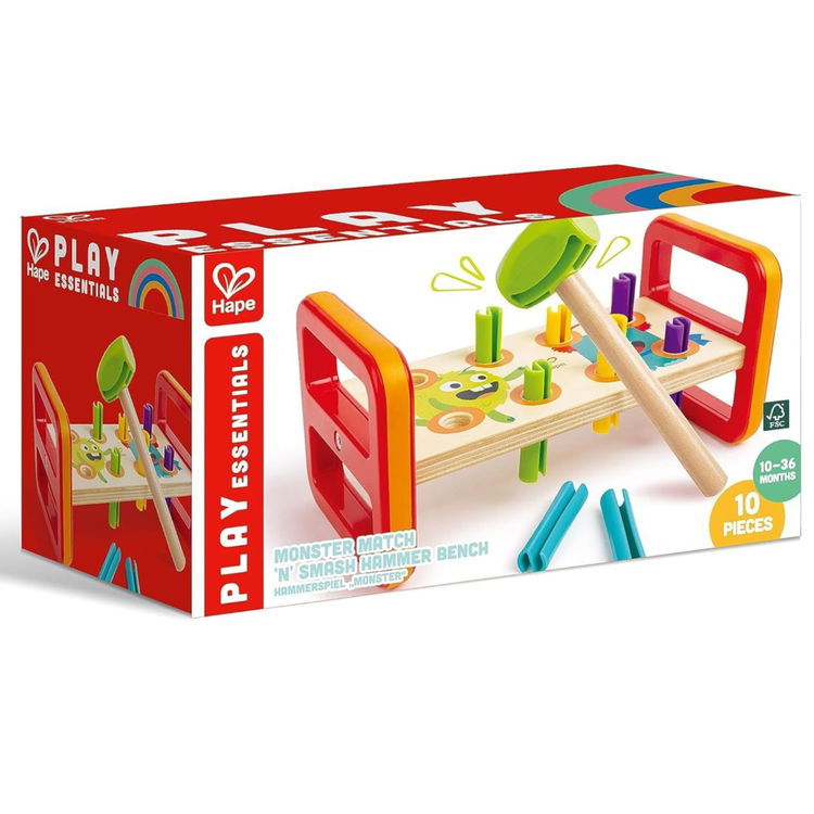 Дървена обучителна игра с чукче Чудовища, Hape