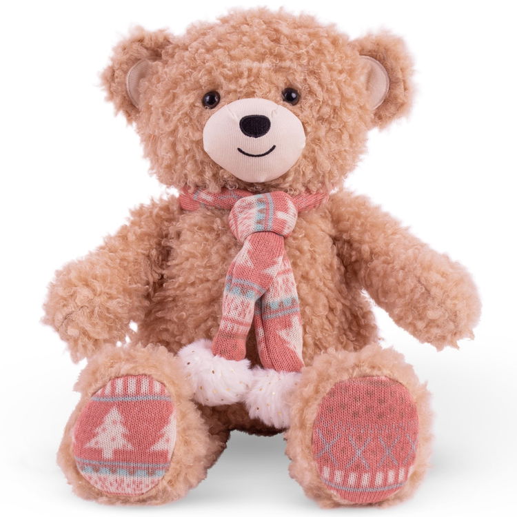 Плюшено мече с коледно шалче