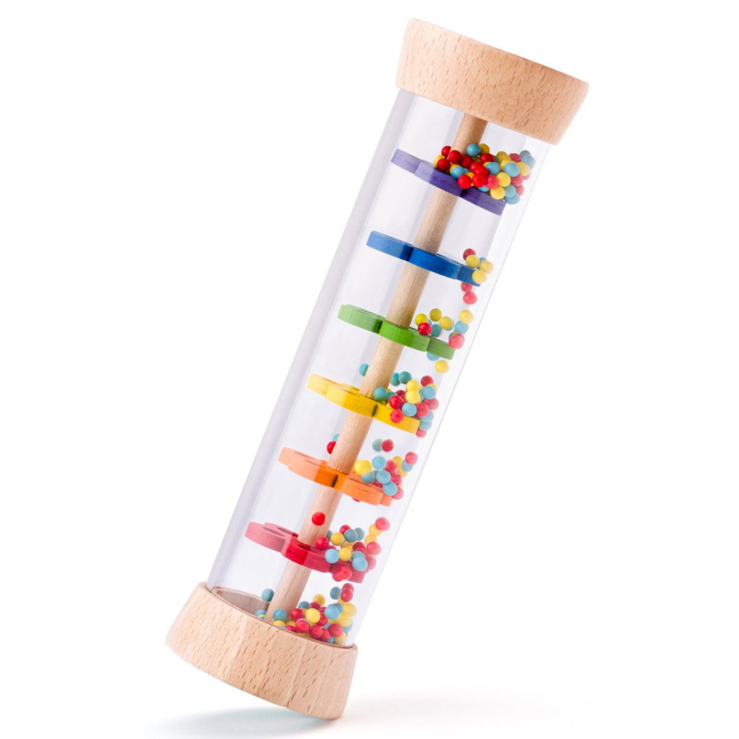 Дървена бебешка дрънкалка - Дъждовни капки с мъниста