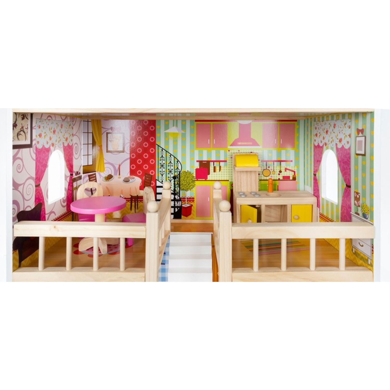 Дървена къща за кукли Kruzzel, с басейн