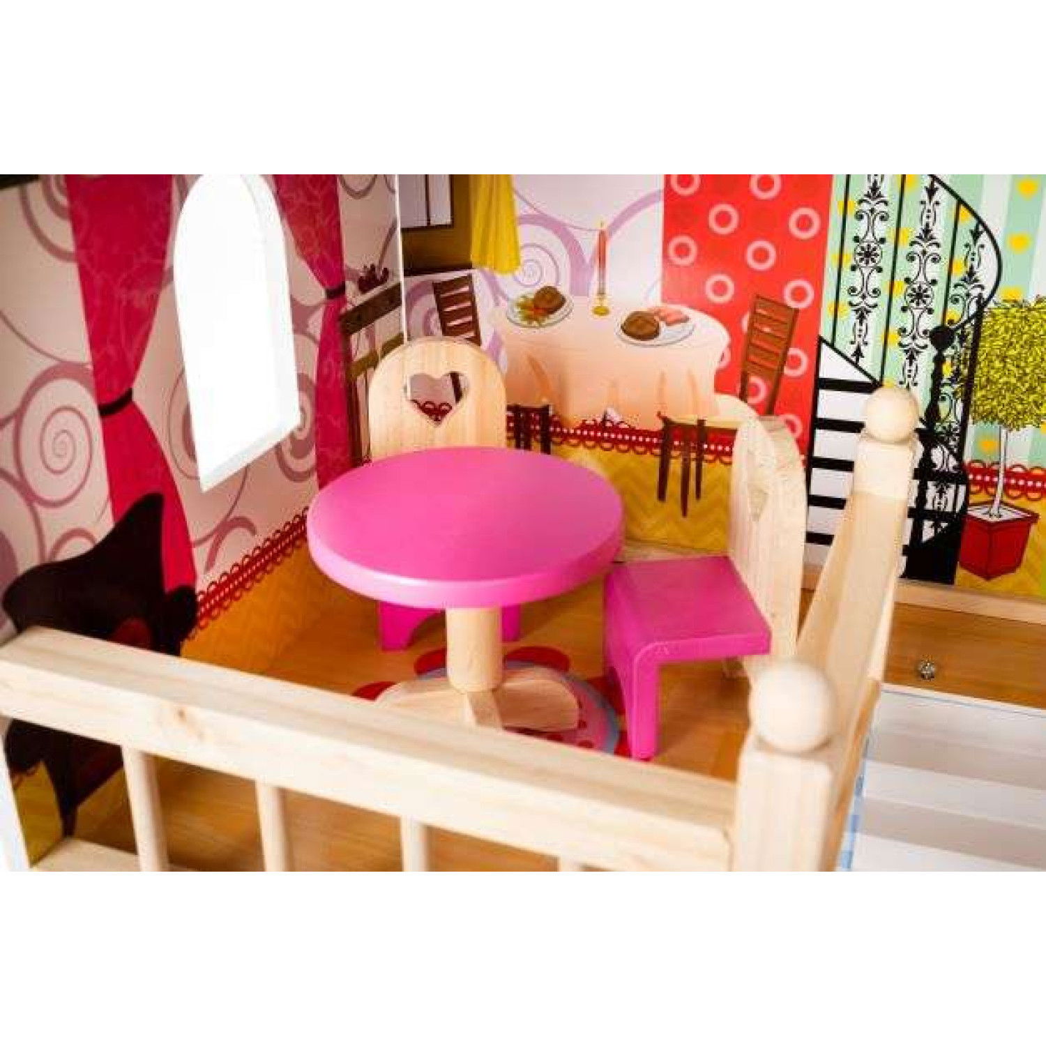 Дървена къща за кукли Kruzzel, с басейн