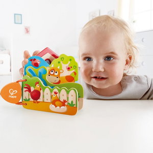 Дървена бебешка книжка Ферма, Hape