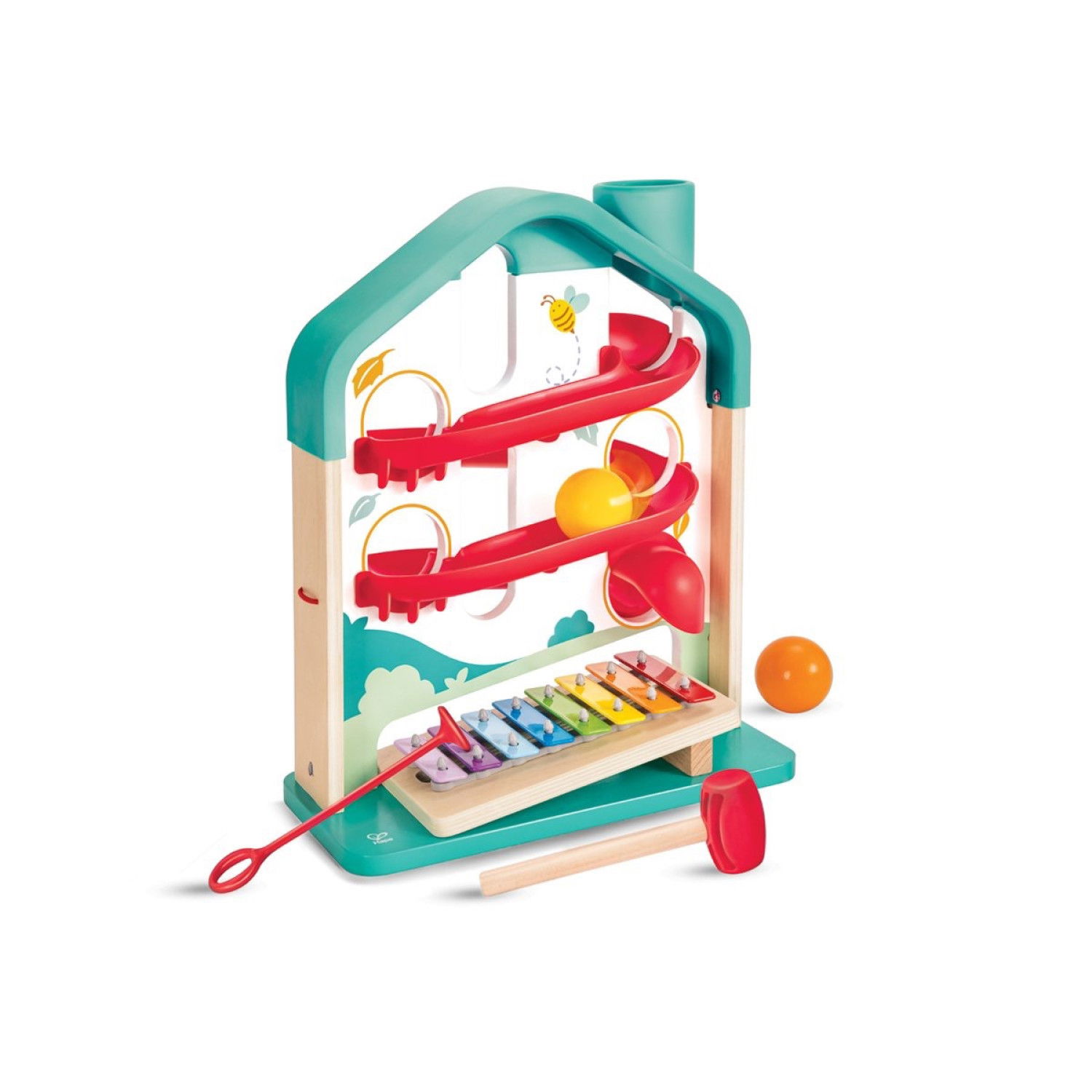 Дървена музикална писта с топчета и ксилифон, Hape