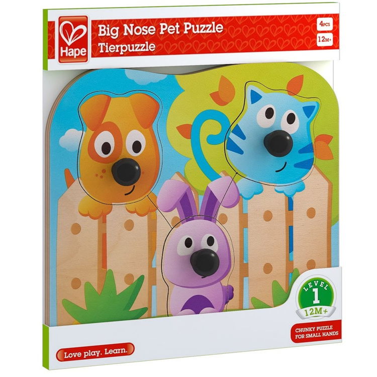 Бебешки дървен пъзел Големи нослета, Hape
