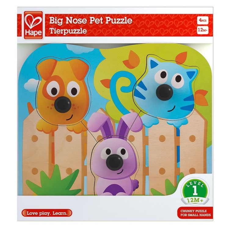 Бебешки дървен пъзел Големи нослета, Hape