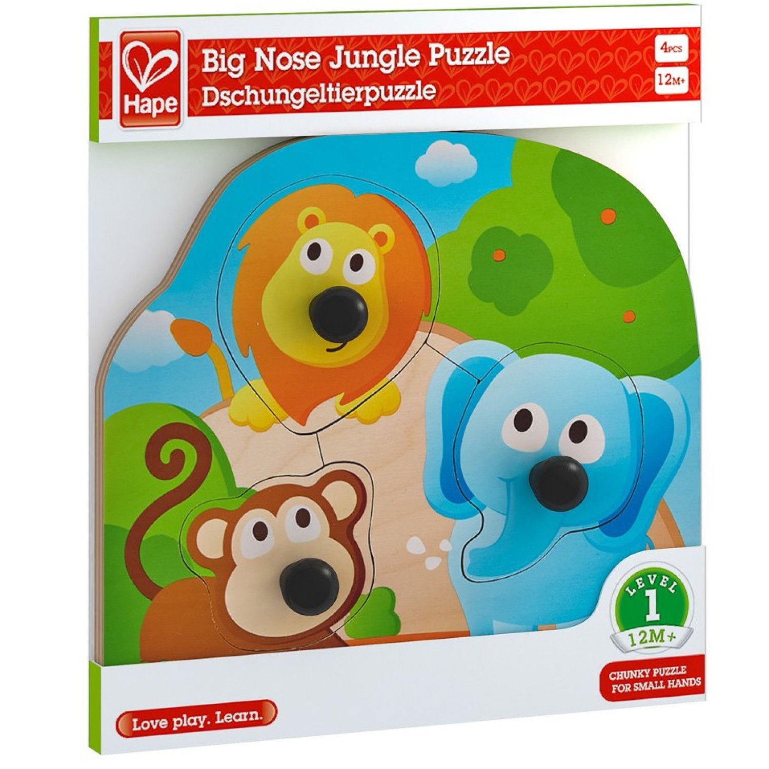 Бебешки дървен пъзел Големи нослета, Hape