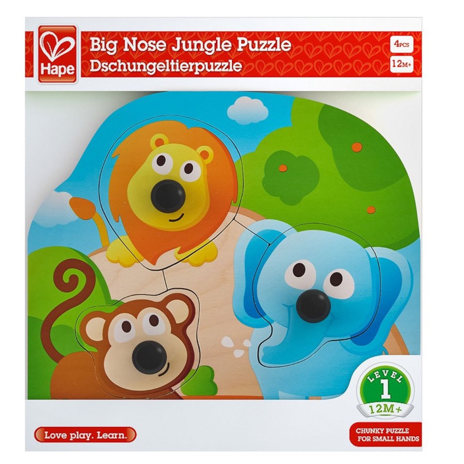 Бебешки дървен пъзел Големи нослета, Hape