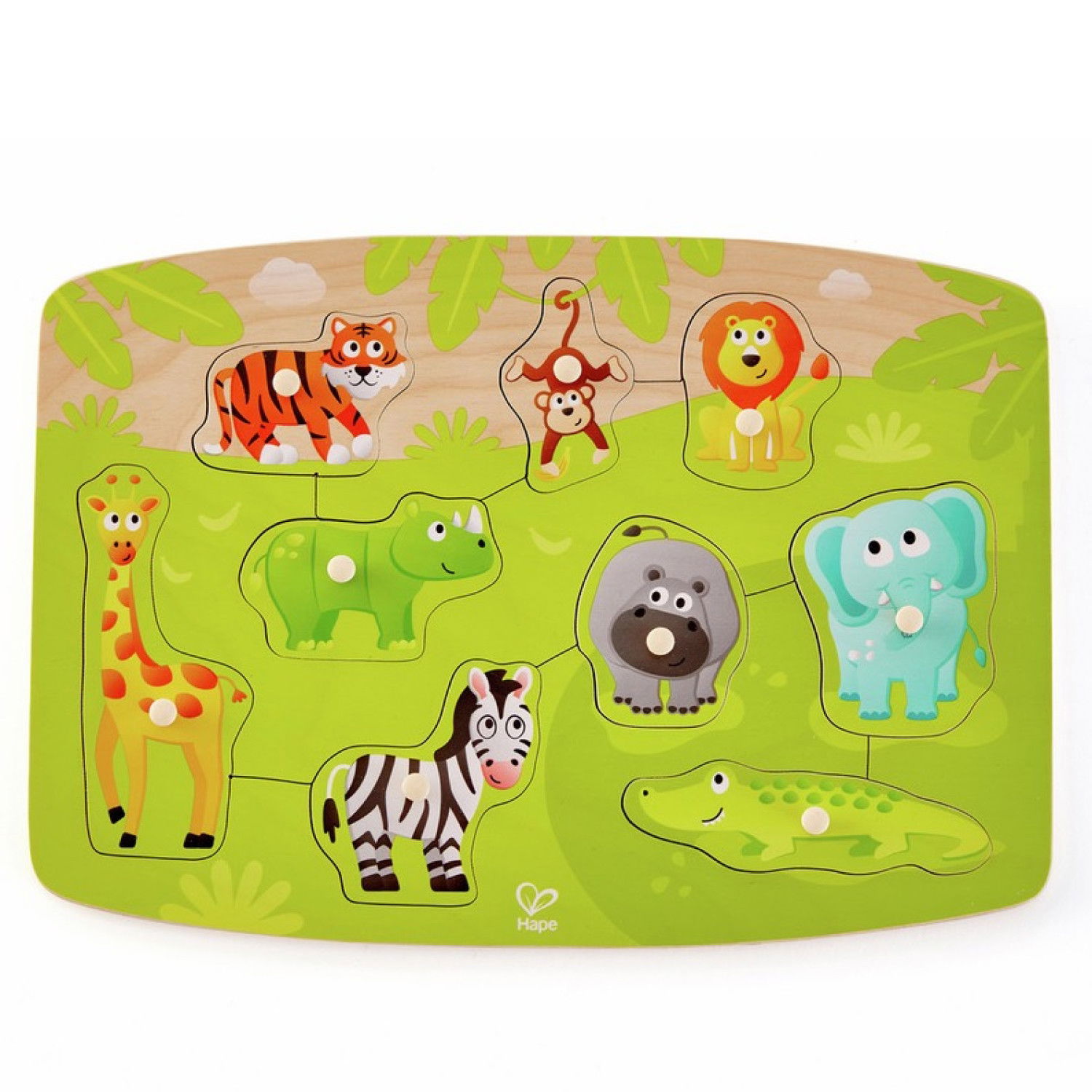 Дървен пъзел с дръжки Джунгла, Hape