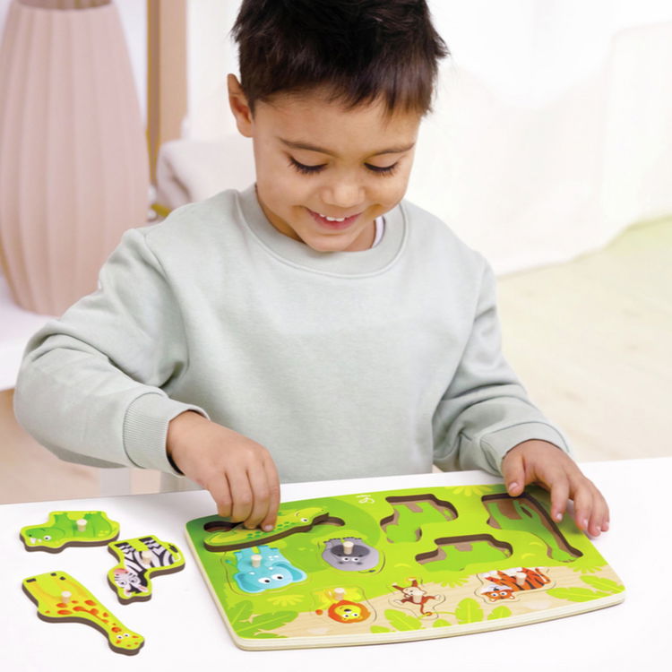 Дървен пъзел с дръжки Джунгла, Hape