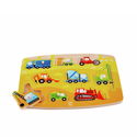 Дървен пъзел с дръжки Работни коли, Hape