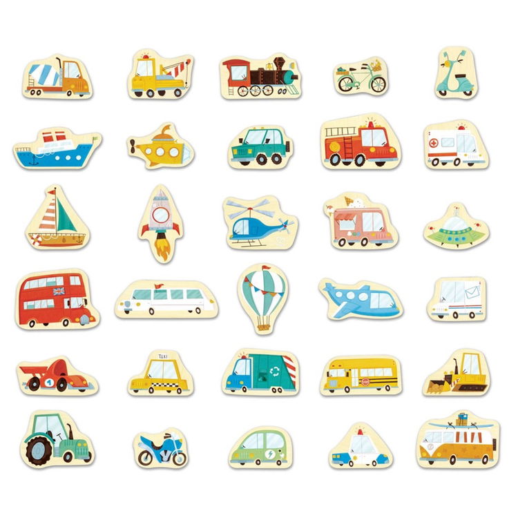 Дървени магнитни фигури Превозни средства, Hape
