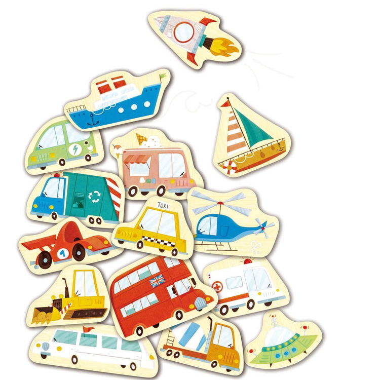 Дървени магнитни фигури Превозни средства, Hape